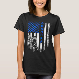 Camiseta Vintage EUA Flag American Proud Hockey Grandpa Sil
