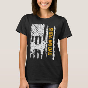 Camiseta Vintage EUA Flag Americana Shiba Inu Dog Pai Silho