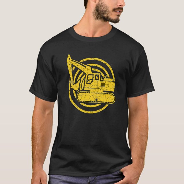 Camiseta Vintage Excavator  Construction vehicles (Frente)