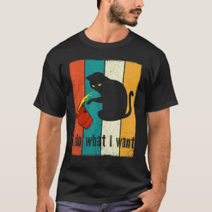 Camiseta Vintage Faça O Que Eu Quero Gato Preto Copo Vermel