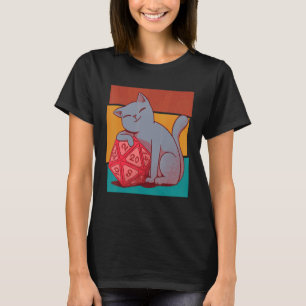 Camiseta Vintage Fantasy Game Role Jogando Cat Dice 1