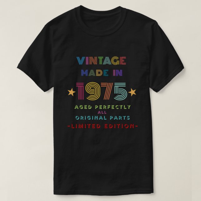 Camiseta Vintage Feita Em 1975 (Frente do Design)
