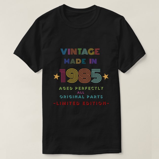 Camiseta Vintage Feita Em 1985 (Frente do Design)