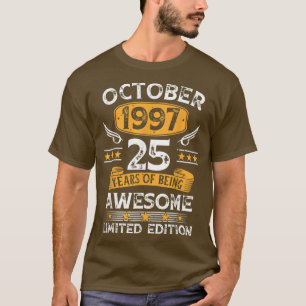 Camiseta Vintage Feito em Outubro de 1997 Presente de 25 An