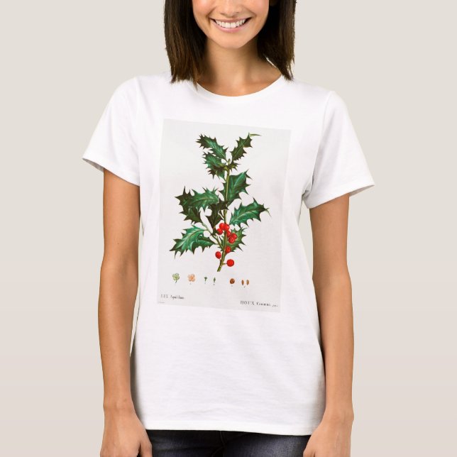 Camiseta Vintage Feliz Natal Holly Mistletoe (Frente)