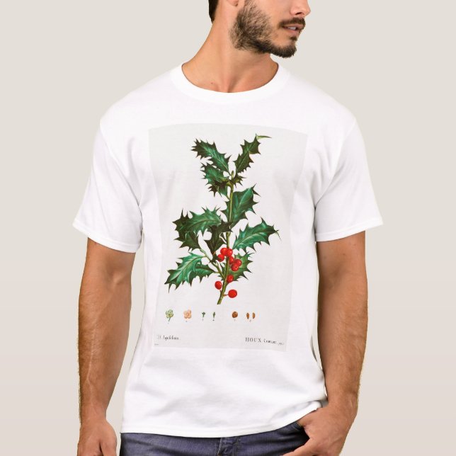 Camiseta Vintage Feliz Natal Holly Mistletoe (Frente)