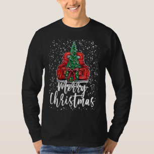 Camiseta Vintage Felry Christmas Red Truck Tree Retro Farme