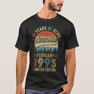 Camiseta Vintage Fevereiro De 1995 aniversário de 30 anos D