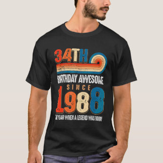 Camiseta Vintage Fez Em 1988 34º Aniversário A Lenda Foi