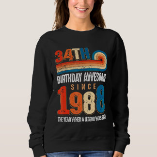 Camiseta Vintage Fez Em 1988 34º Aniversário A Lenda Foi
