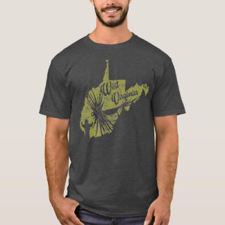 Camiseta Vintage Fish West Virginia State Mapa WV Fly Fishi