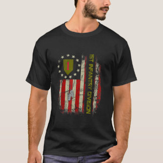 Camiseta Vintage Flag 1rua Divisão de Infância Veteranos Di