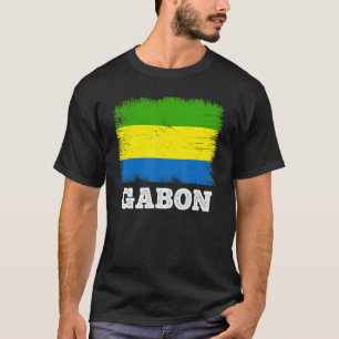 Camiseta Vintage Flag Gabão País Retroativo Gabonês