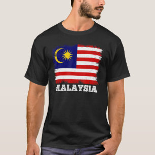 Camiseta Vintage Flag Malásia Country Retro Flag Malásia
