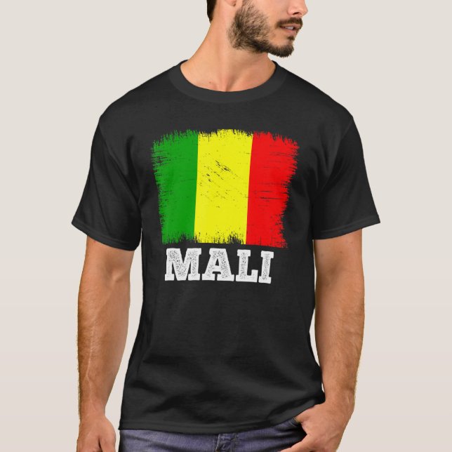 Camiseta Vintage Flag Mali Country Retro Flag (Frente)