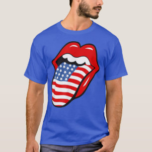 Camiseta Vintage Flag Tongue e Lábios EUA Patriótica Améric