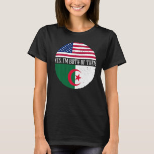 Camiseta Vintage Flags EUA e Argélia Sim Eu Sou Ambos