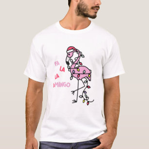 Camiseta Vintage Flamingo Fa La Xmas Engraçadas Mulheres Sa
