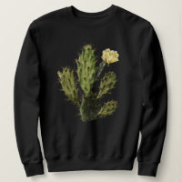 Vintage Flor Cactus Desenhando Sweatshirt Preta