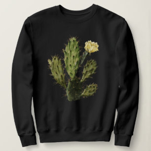 Camiseta Vintage Flor Cactus Desenhando Sweatshirt Preta