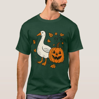 Camiseta Vintage Floral Boho Goose Pumpkin Cute Hallo