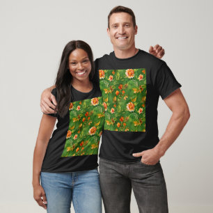 Camiseta Vintage Floral Garden Watercolor Padrão Sem Costur