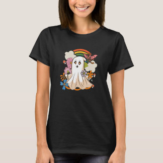 Camiseta Vintage Floral Ghost Cute Halloween Spooky Season