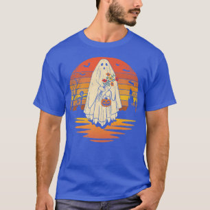 Camiseta Vintage Floral Ghost Halloween Pumpkin Coffin Bat