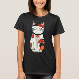 Camiseta Vintage Floral Kitten Lover Japonês Art Cut Cat