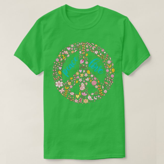 Camiseta Vintage Floral Peace Sign (Frente do Design)