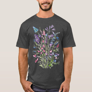 Camiseta Vintage flores selvagens arranjo aquarela 2020