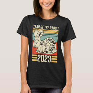 Camiseta Vintage Flower Happy Lunar Ano Novo Do Coelho