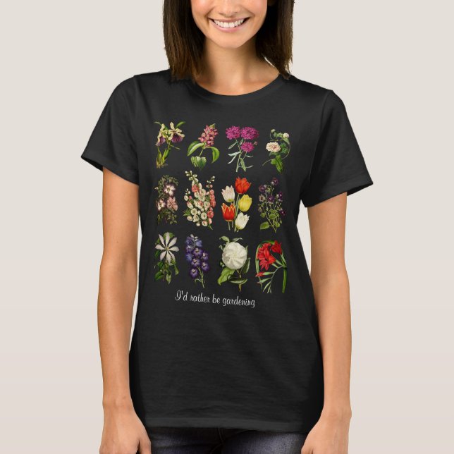 Camiseta Vintage Flowers, eu Preferencialmente jardinagem (Frente)