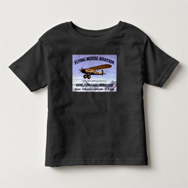 Camiseta Vintage Flying Moose Aviation Sign (Frente)