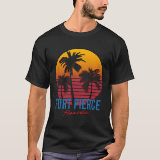 Camiseta Vintage Fort Pierce Florida Palm Trees Sunset Fl R