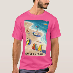 Camiseta Vintage France Beaches Poster de viagens Villemot