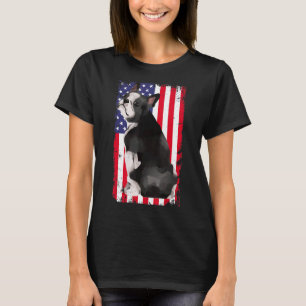 Camiseta Vintage French Buldogue Dog American Flag Patrioti