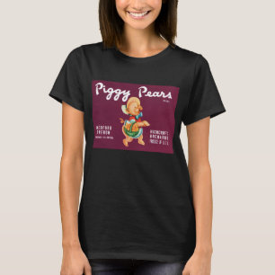 Camiseta Vintage Fruta Crate Label Art com Peras de Porco