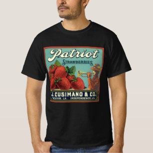 Camiseta Vintage Fruta Crate Label Art Patriot Strawberry