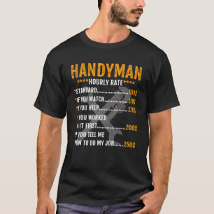 Camiseta Vintage Funny Handyman Taxa Horária de Trabalho