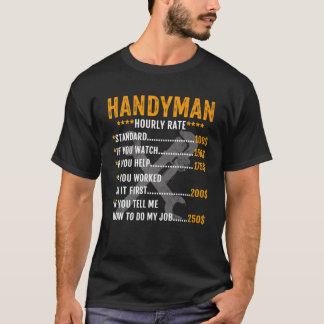 Camiseta Vintage Funny Handyman Taxa Horária de Trabalho