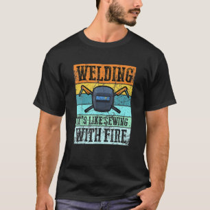 Camiseta Vintage Funny Welder Com Ditos Para Homens Mulhere