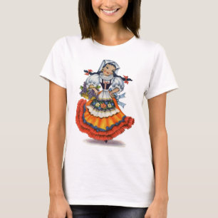 Camiseta Vintage, garota espanhola, vestido tradicional