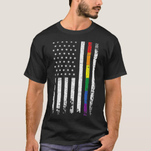 Camiseta Vintage Gay Rainbow Prid LGBT American Flag Parad