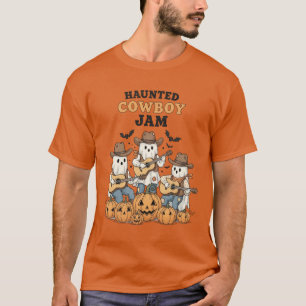 Camiseta Vintage Ghost Cowboy Halloween Art Guitarra Cust