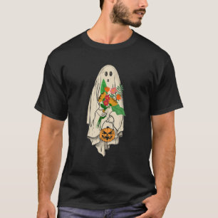 Camiseta Vintage Ghost Floral Cute Graphic Halloween Spooky