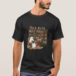 Camiseta Vintage Ghost Lading Book Lovers Library Hallowee