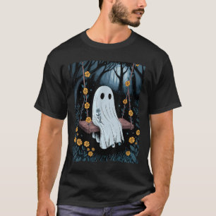 Camiseta Vintage Ghost Swing In Forest Night Halloween F