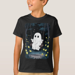 Camiseta Vintage Ghost Swing In Forest Night Halloween F