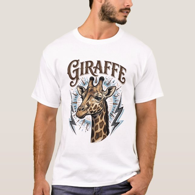 Camiseta Vintage Girafa Iluminada Gravada Design_ (Frente)